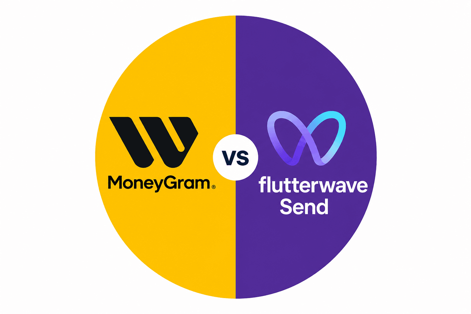 Split comparison graphic showing MoneyGram and Flutterwave Send for Nigeria transfers