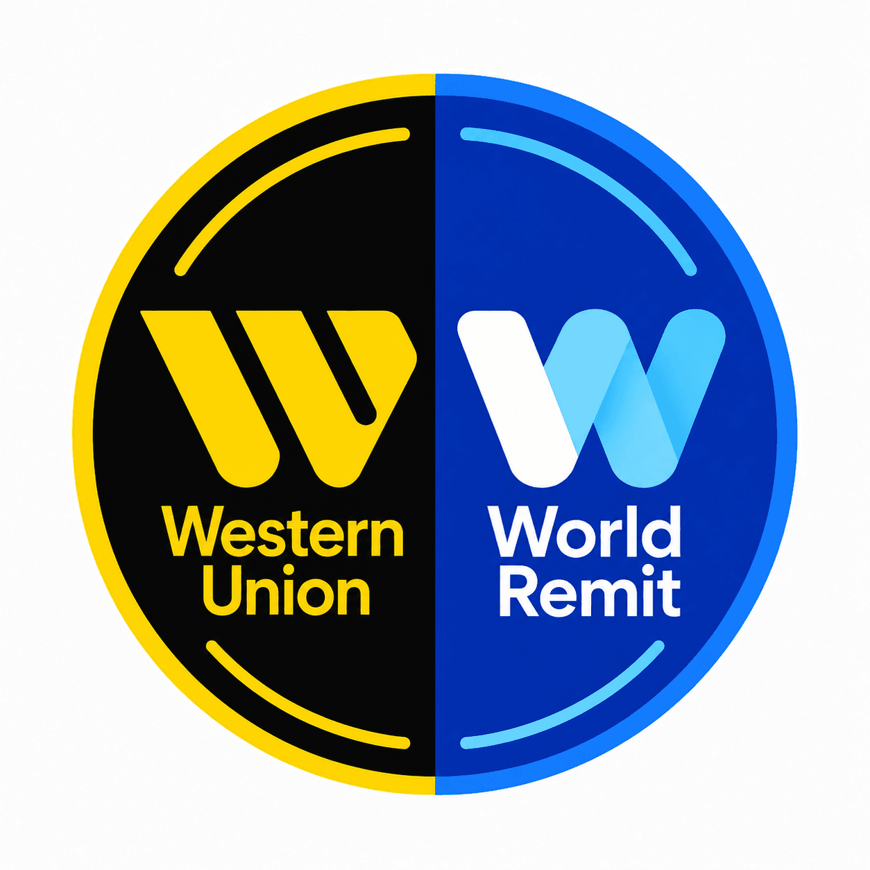 Split comparison graphic showing Western Union and WorldRemit for Nigeria transfers
